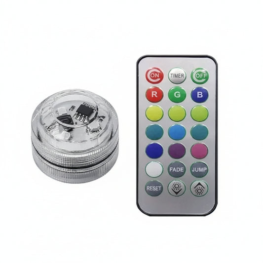 LED light bulb with remote control on a white background