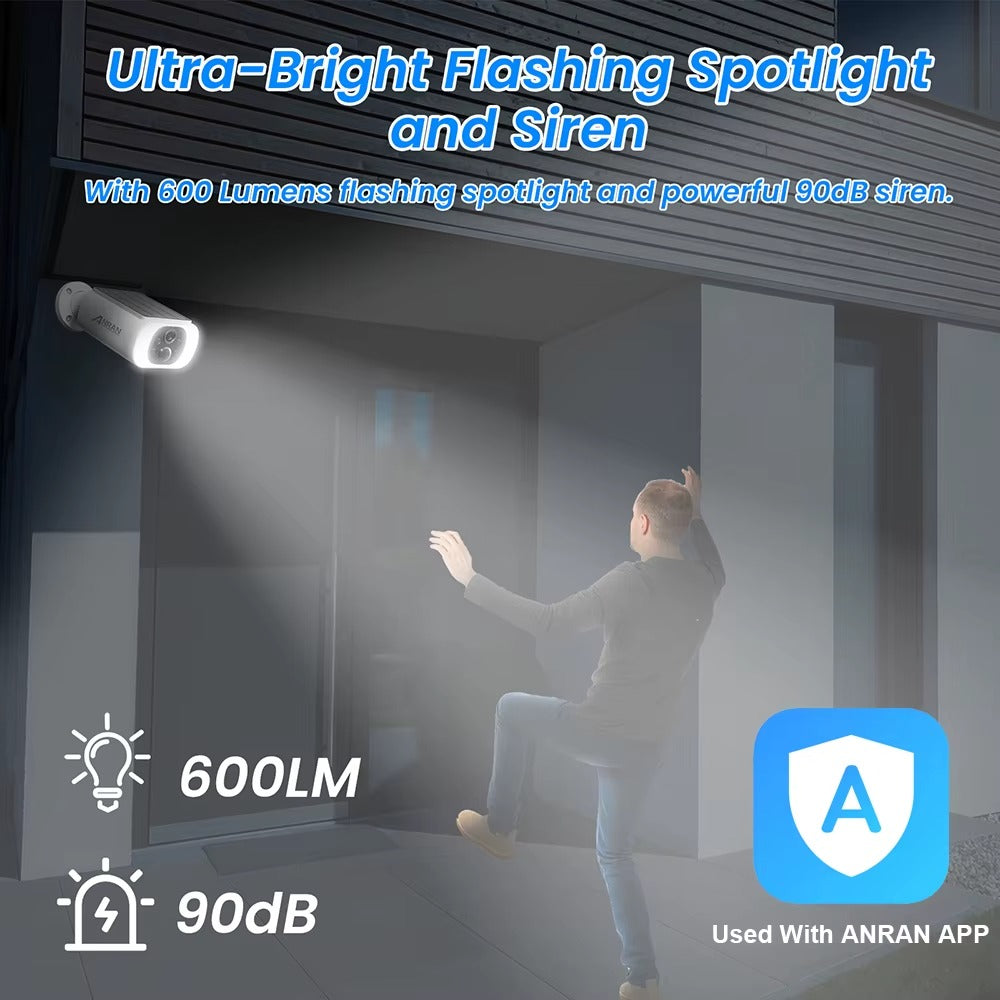 Outdoor Solar Wireless Security Camera with Color Night Vision (3MP)