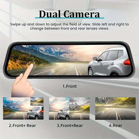 Touch Screen Mirror Dash Cam Front and Rear, 4K