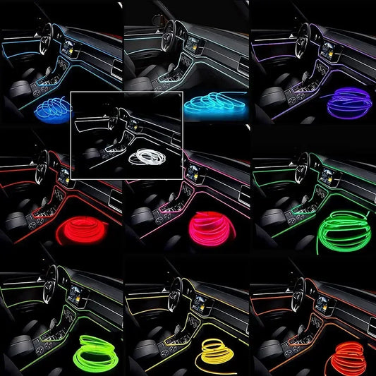 5M USB EL Wire Car Interior Ambient Light Flexible Neon Trim Strip