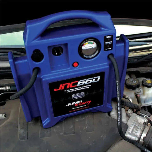 1700 Peak Amp 12V Portable Jump Starter with Built-In Charger and Heavy Duty Cables