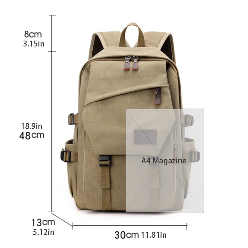 Men's Canvas Backpack with Adjustable Straps – Classic Travel & Daily Carry
