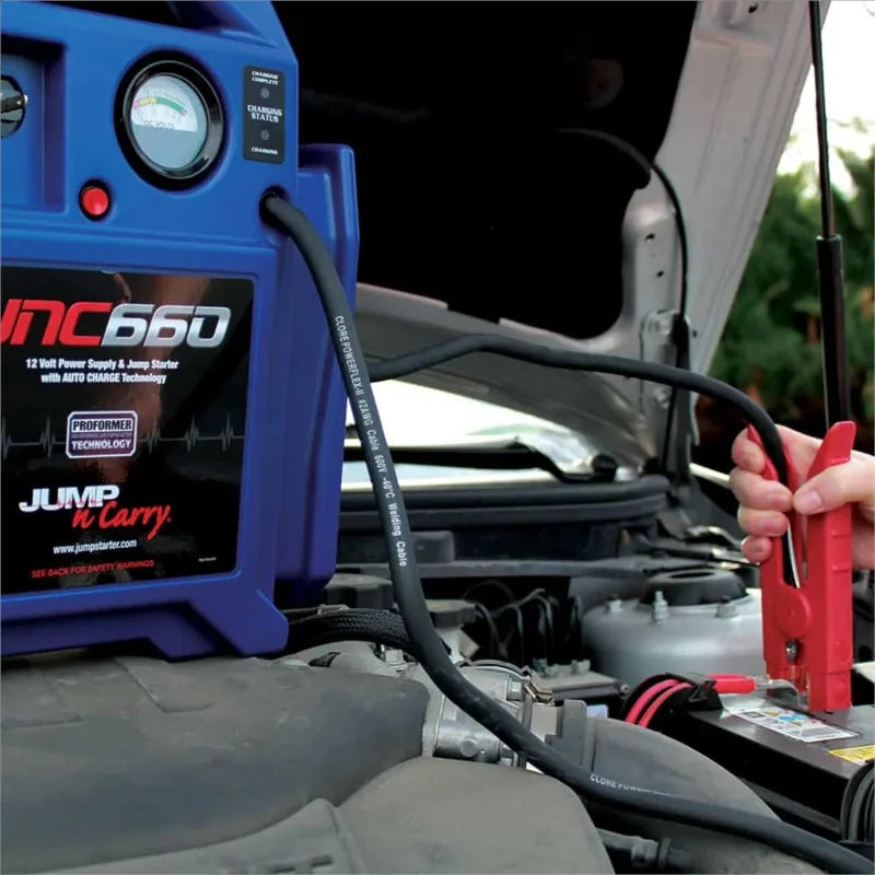 1700 Peak Amp 12V Portable Jump Starter with Built-In Charger and Heavy Duty Cables