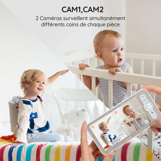 ieGeek 5 Inch Baby Monitor with 2 Cameras 2K/3MP, PTZ 355°