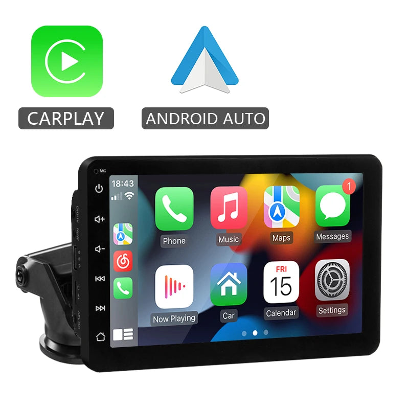 7 Inch Portable Car Touchscreen with Wireless Apple CarPlay Android Auto Bluetooth and FM Transmitter