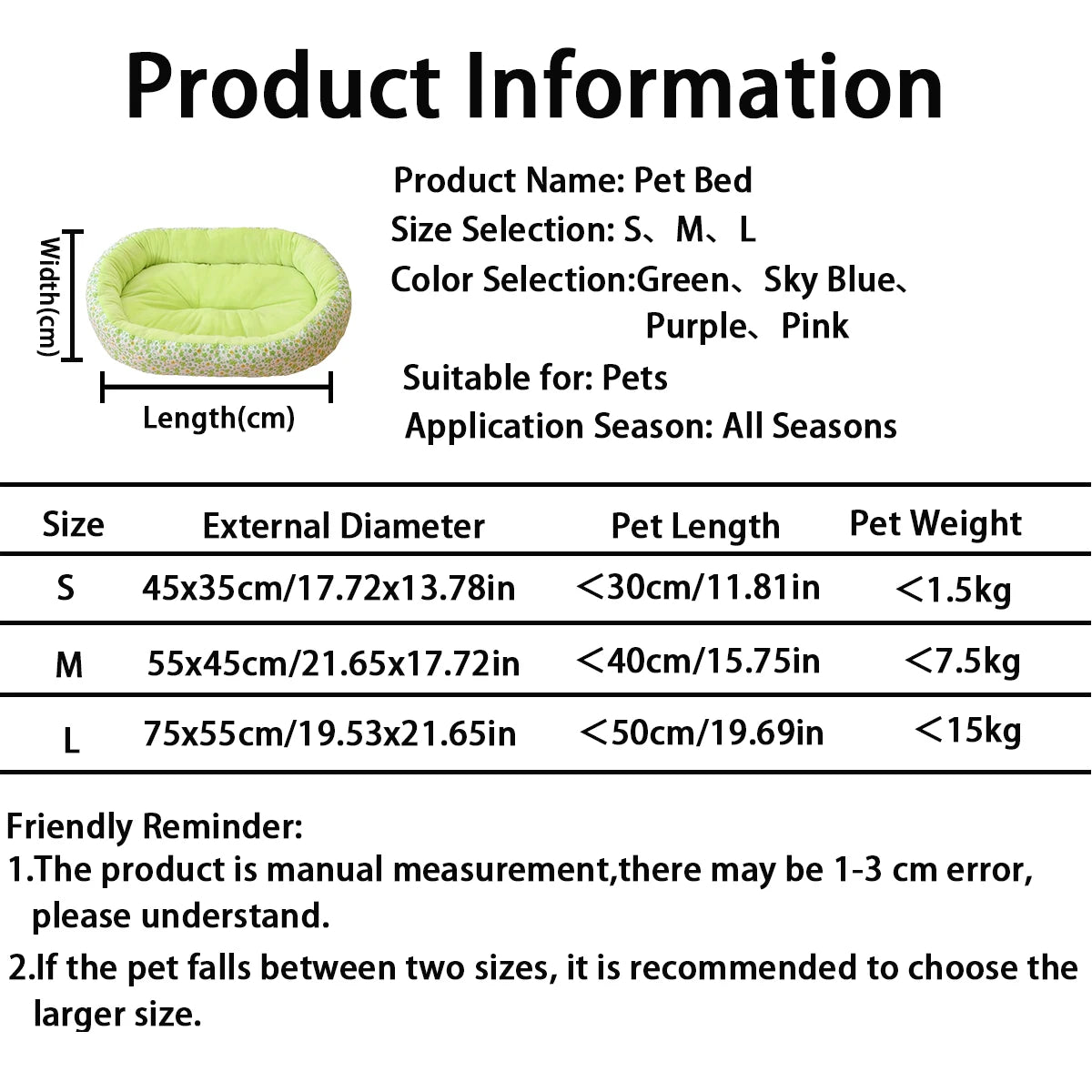 Floral All-Season Pet Bed – Soft Donut Bed for Dogs and Cats