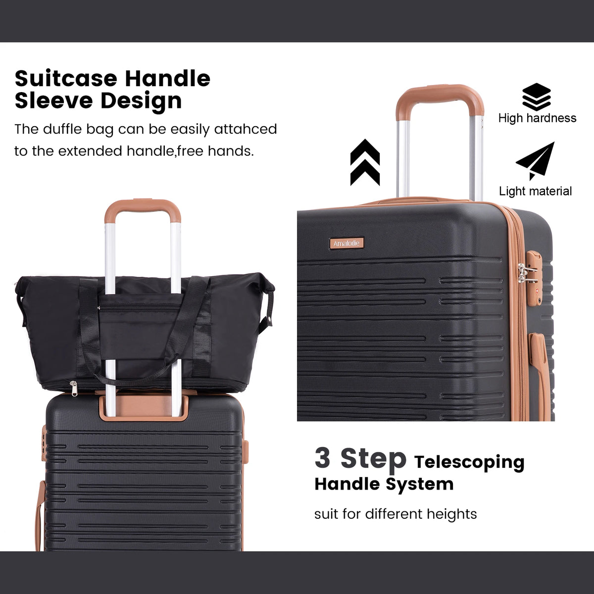 6-Piece Hardcase Luggage Set – Double Spinner Wheels & TSA Lock, 16/20/24/28" Suitcases + Travel Duffle Bag