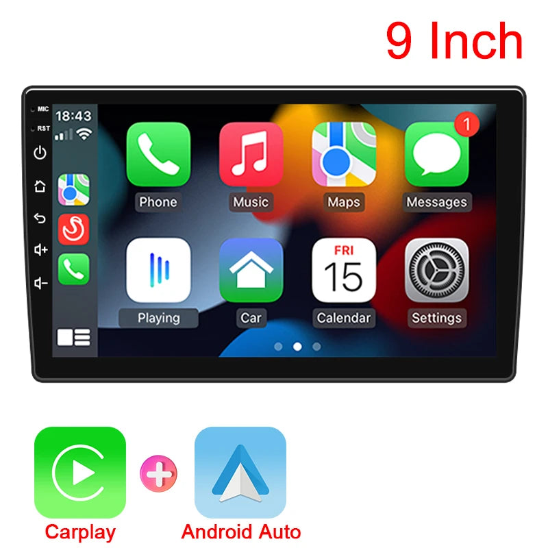2 DIN Wireless Car Stereo with Apple CarPlay Android Auto Bluetooth and 7 Inch or 9 Inch IPS Touchscreen