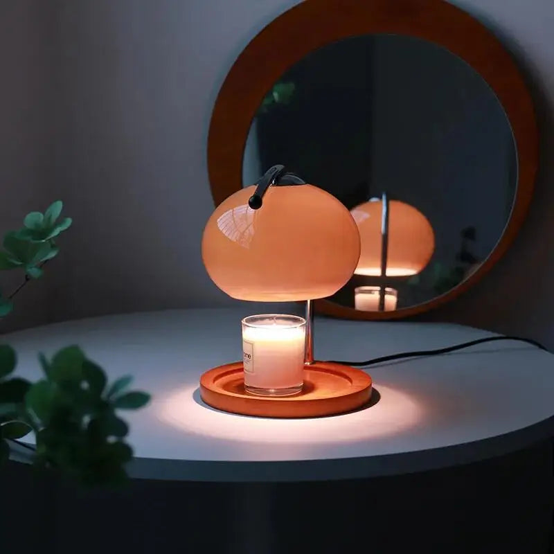 Aromatherapy Candle Warmer Table Lamp Retro Glass Bedside Lamp for Bedroom Study Office