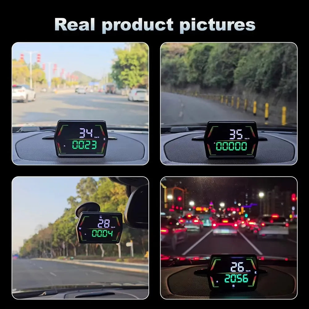 GPS Head Up Display Digital Speedometer for Car and Truck with Speed Alerts Automatic Brightness and USB Power