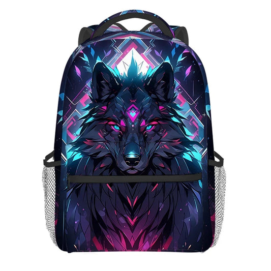 Wolf King 3D Cartoon School Backpack – Kids & Youth, Nylon, 42×31×15cm, Unisex
