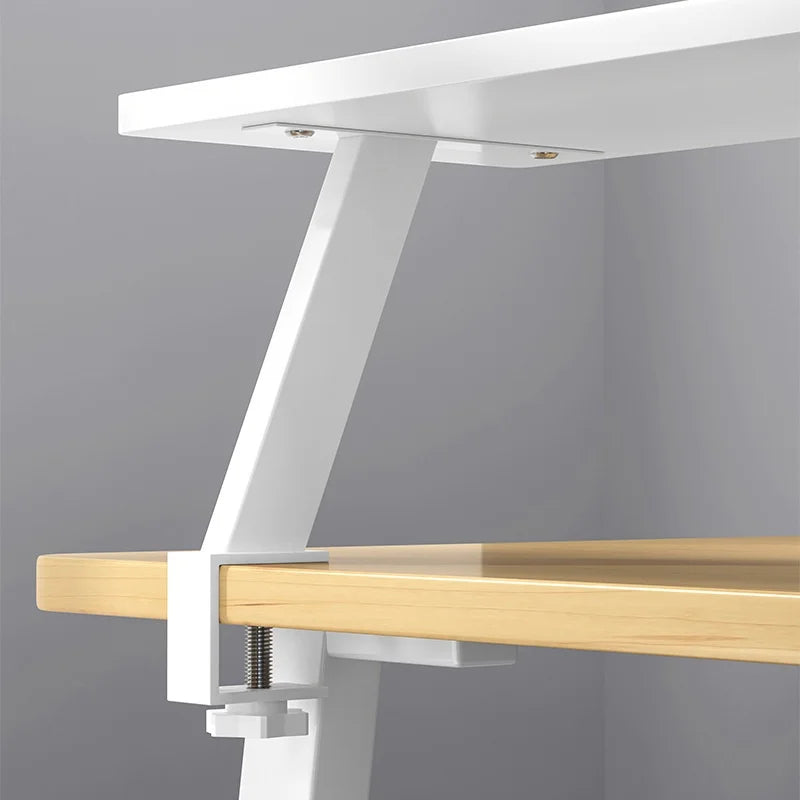 Wooden Desk Organizer with Metal U-Clamp – Storage Rack for Office, Study & Reading