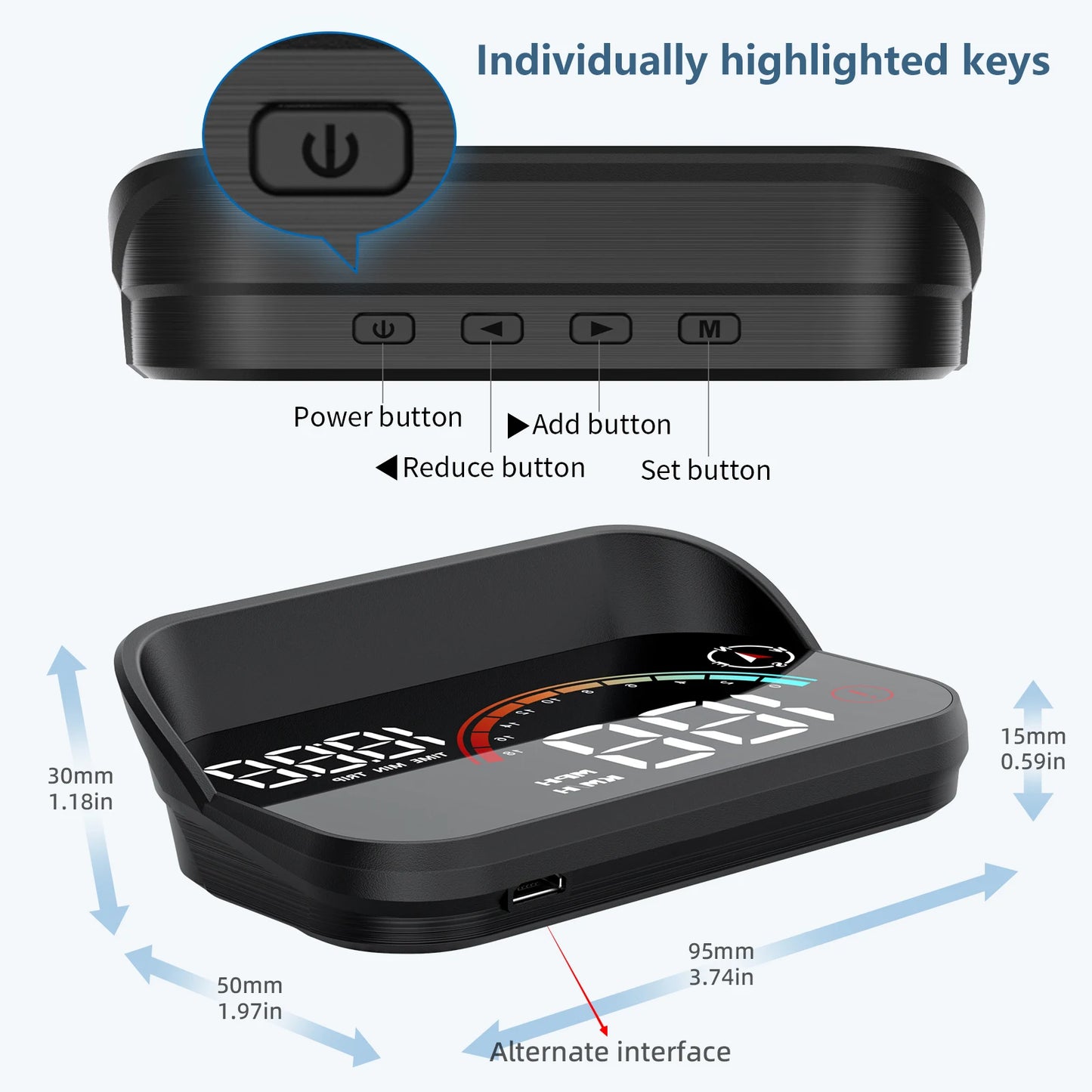 M22 GPS Head Up Display Car Speedometer with GPS and BeiDou Digital Windshield HUD Monitor