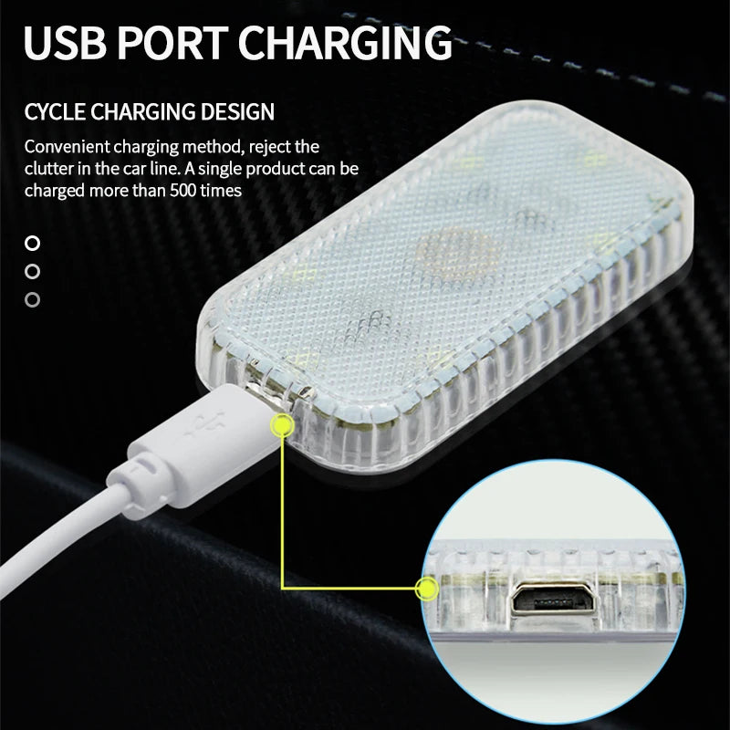 USB Rechargeable Touch Sensor 6 LED Car Interior Reading Light Wireless Magnetic Lamp