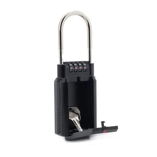 4-Digit Combination Key Lock Box – 2-in-1 Padlock & Storage, Zinc Alloy, Holds 6 Keys, Indoor & Outdoor