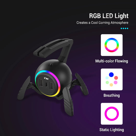 Gaming Mouse Bungee RGB Cable Management Flexible Cord Clip with USB Ports for FPS and Esports