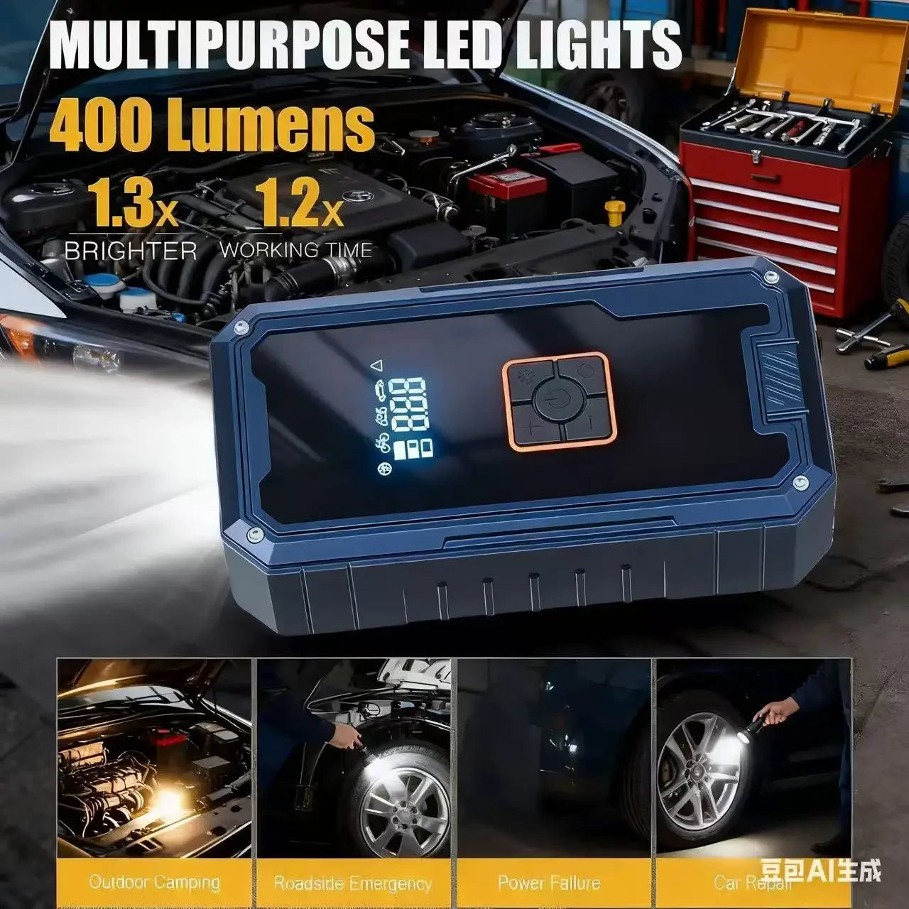 3000A 12V Car Jump Starter with Air Compressor 150 PSI Portable Battery Booster & Power Bank
