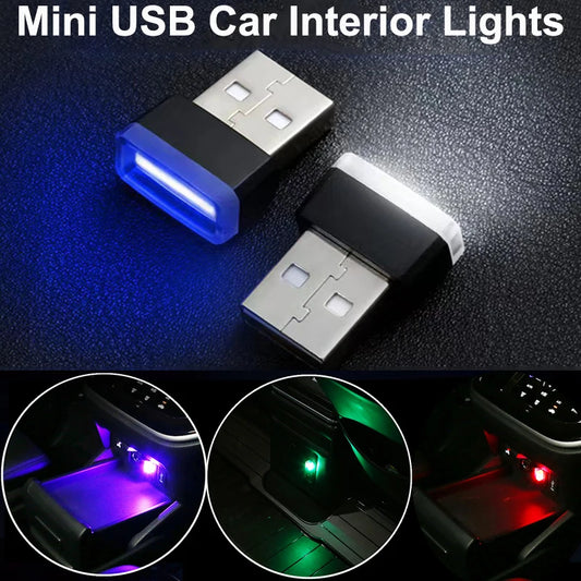 Mini USB LED Car Interior Ambient Light Decorative Plug-In Lamp