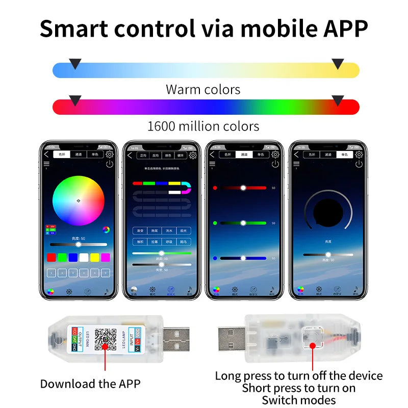 RGB Dream Color Acrylic Car Ambient Light Strip – App Remote Button
