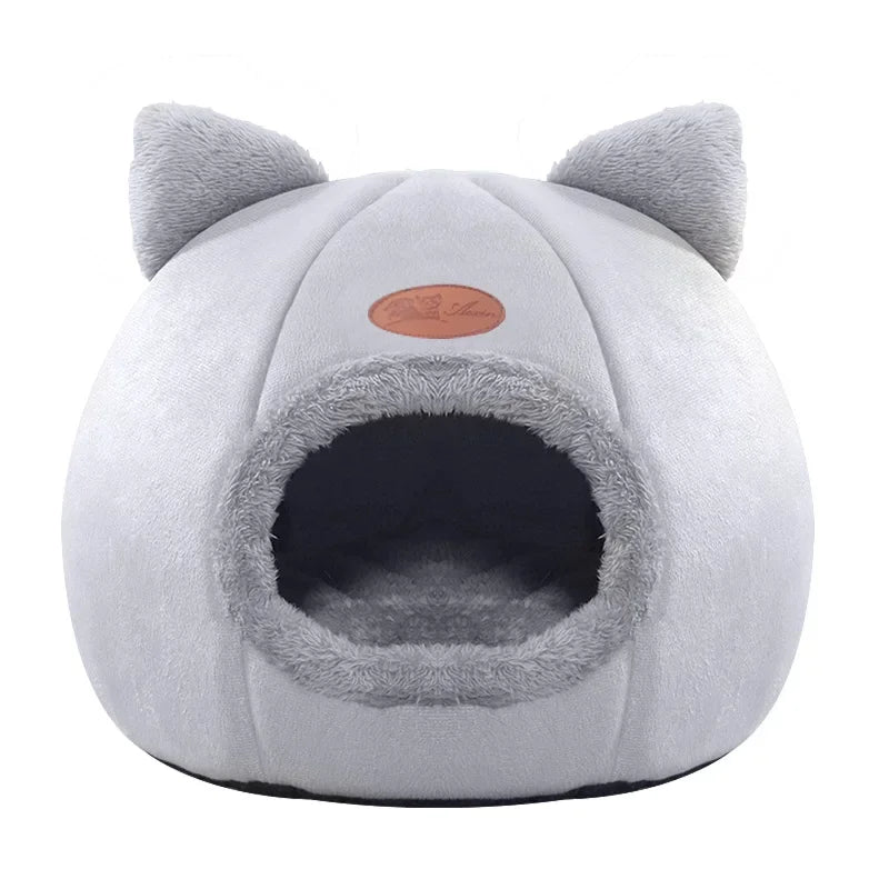 Cozy Cave Cat Bed – Warm Enclosed Pet Nest with Removable Cushion