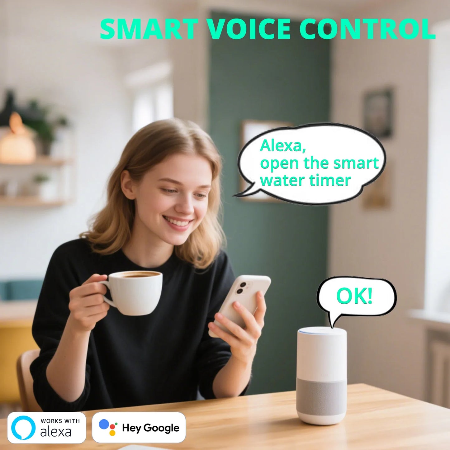 WiFi Sprinkler Timer with Brass Inlet & Outlet, Smart Water