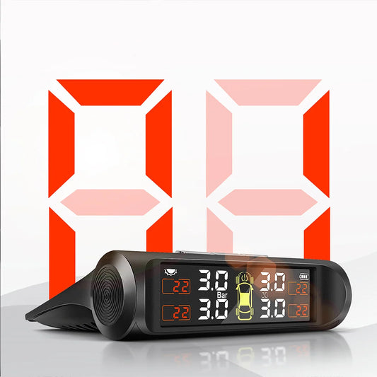 Solar TPMS Tire Pressure Monitoring System with LCD Display and 4 Wireless Internal or External Sensors