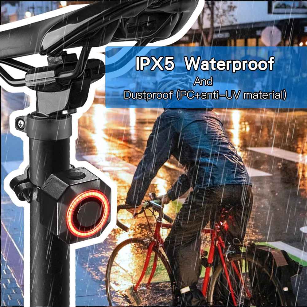 Smart Bike Tail Light with Alarm and Brake Sensing – 110dB