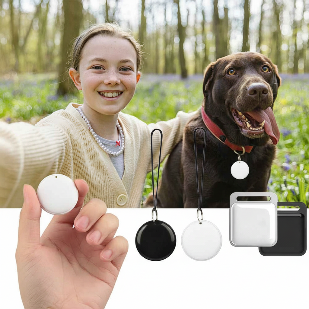 Mini GPS tracking device placed beside car keys