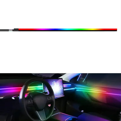 110cm LED light strip with color spectrum and application in a car interior.