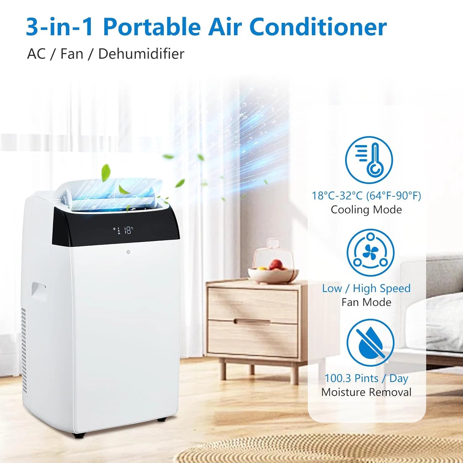 14000 BTU Portable Air Conditioners, 3-In-1 Free Standing