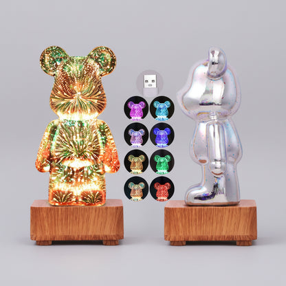 3D LED Firework Bear Night Light Color Changing USB Lamp