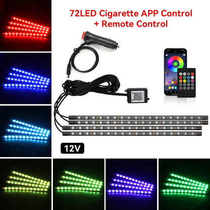 72LED Cigarette APP Control + Remote Control lights with various color options and accessories.