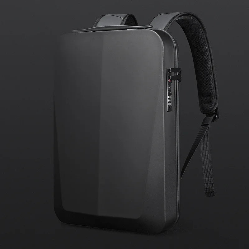 Black backpack on a dark background