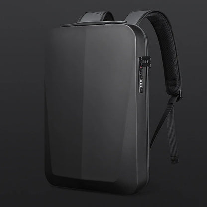 Black backpack on a dark background