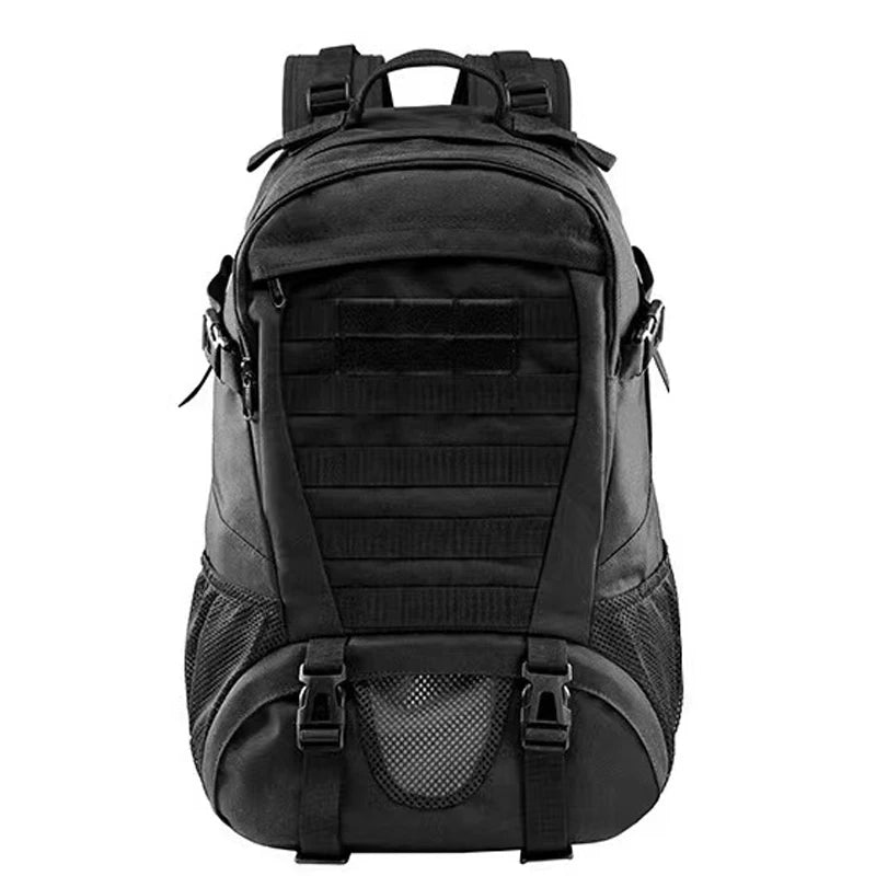 Black backpack on a white background