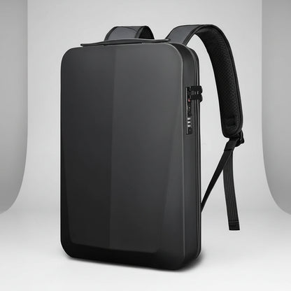 Black backpack on a white background