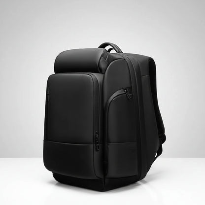 Black backpack on a white background