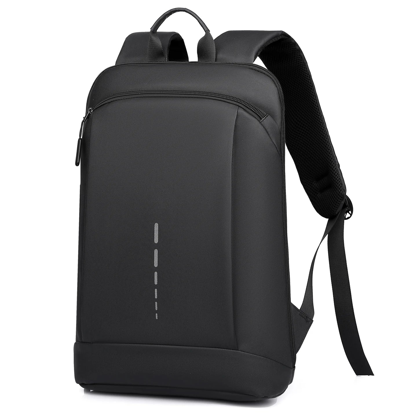 Black backpack on a white background
