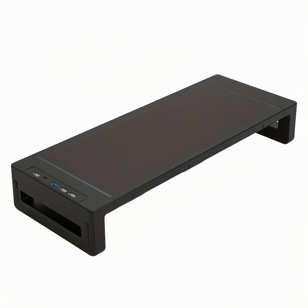 Black electronic device with ports on a white background