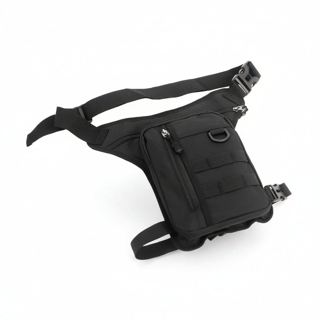 Black tactical waist bag on a white background