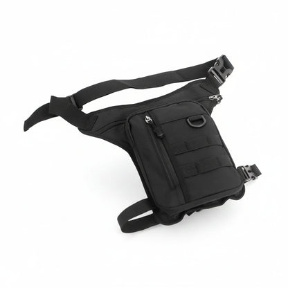 Black tactical waist bag on a white background