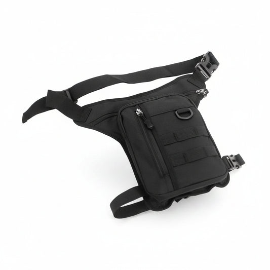 Black tactical waist bag on a white background