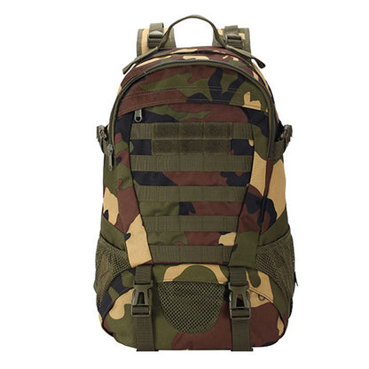 Camouflage backpack on a white background