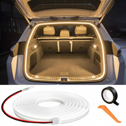 Car trunk with warm light and 4M LED strip kit on a white background