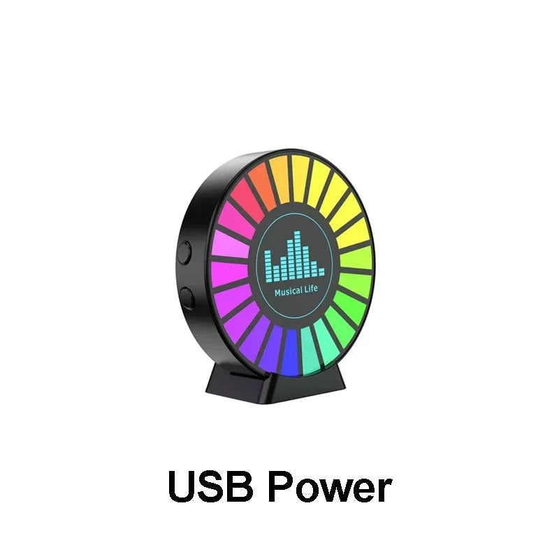 Colorful circular light with USB power indicator on a white background