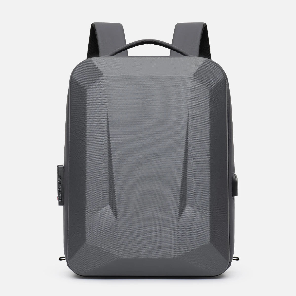 Gray backpack on a white background