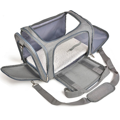 Soft-Sided Pet Carrier Bag – Airline Approved with Claw-Defense Mesh & Removable Fleece Pad