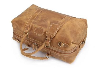 Crazy Horse Genuine Leather Men's Duffle Bag – Extra Large, Fits 18" Laptop, 10+ Outfits