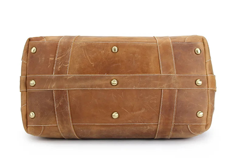 Crazy Horse Genuine Leather Men's Duffle Bag – Extra Large, Fits 18" Laptop, 10+ Outfits