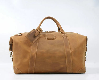 Crazy Horse Genuine Leather Men's Duffle Bag – Extra Large, Fits 18" Laptop, 10+ Outfits